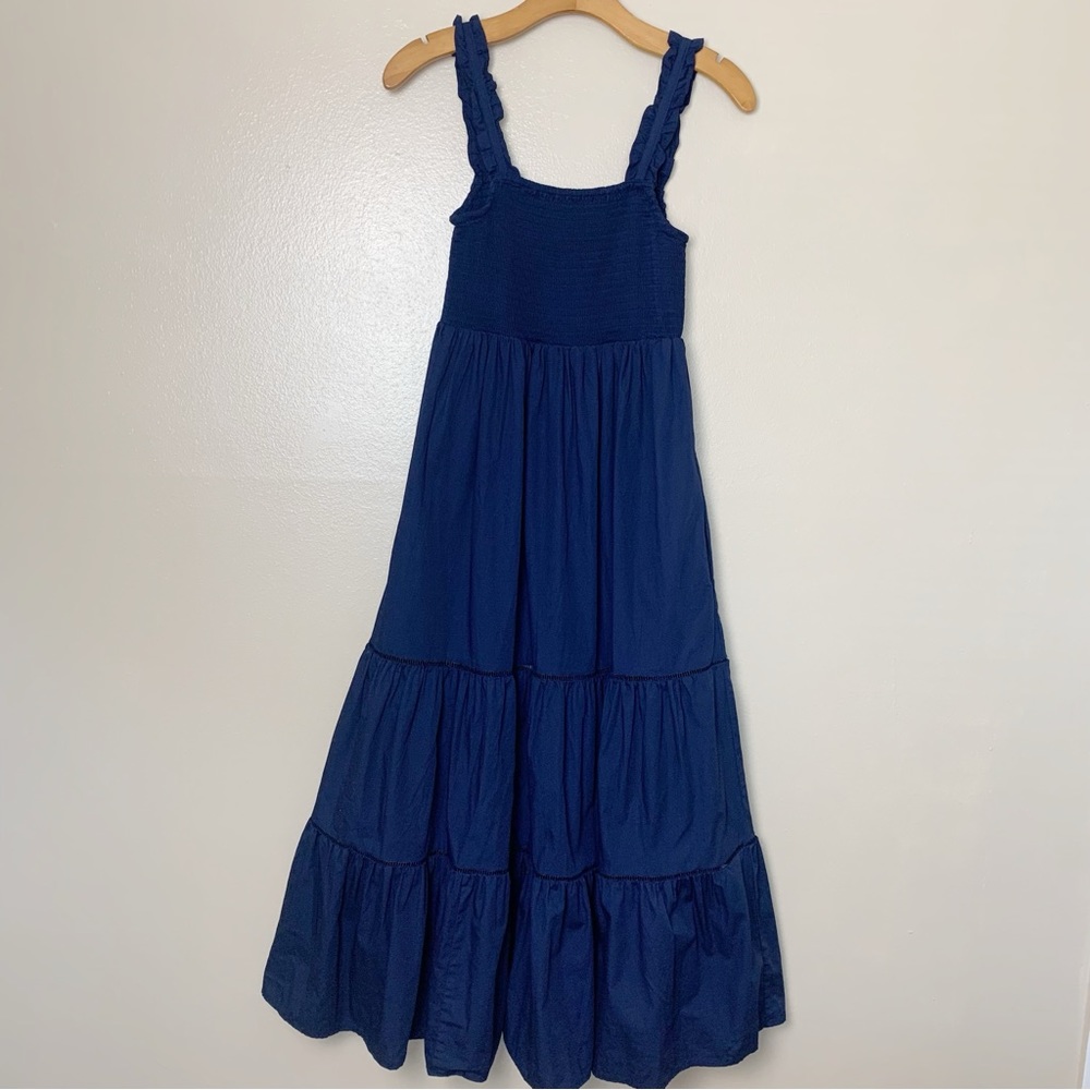 O.P.T Blue Maxi Tiered Cotton Poplin Dress Sz Medium